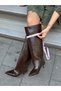 Brown Skin (Veray) XL Oversize Thick Calf 5 cm Mini Heel Boots - 5
