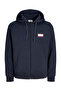 Jjbuster Zip Hood Bts Zippered Navy Blue Men's Sweatshirt 12298627