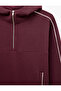 Three-Thread Ribbed Comfortable Fit Hooded Sweatshirt with Pockets and Half Zipper - 3