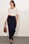 Women's Belted Fabric Trousers 30136 - Navy Blue - 2