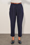 Women's Belted Fabric Trousers 30136 - Navy Blue