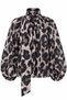 Leopard Chiffon Blouse with Neck Detail