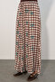 Women's Square Patterned Long Skirt 8065 - Tan - 3