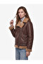 Long Sleeve Zipper Pocket Plush Collar Faux Leather Suede Biker Jacket - 2