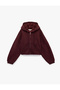 Silvery Long Sleeve Hooded Crop Sweatshirt with Back Print - 5
