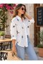Women's Shirt,Floral Pattern,White Shirt,Relaxed Fit,Embroidered,Daily,Stylish Design,Summer-Winter,Cotton-Linen - 4