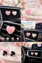 2-Piece Glitter Heart Car Air Conditioner Ornament – Pink & White Shiny Heart Auto Vent Accessory - 3