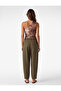 Belted Linen Barrel Trousers with Pockets and Pleats - 3