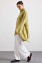 Asymmetrical Poncho Blouse with Belt Detail Light Green 9834 - 5