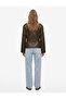 Belted Pocketed Stand Collar Long Sleeve Double Breasted Faux Leather Jacket - 3