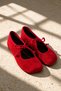 Pure Red Women's Genuine Leather Suede Mary Jane Ballerina Lace-Up Shoes