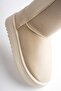 Women's Beige Suede 5cm Thick Heeled Winter Casual Boots with Fur Inside - 8