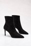 Women's Black Suede Thin Heel Pointed Toe Ankle Boots