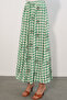 Women's Square Patterned Long Skirt 8065 - Green - 3