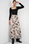 Women's Patterned Chiffon Skirt 8057 - Cream - 4