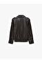 Long Sleeve Epaulettes Pocketed Zippered Faux Leather Oversized Bomber Jacket - 7