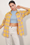 3854 Plaid Pattern Double Pocket Shirt - Mustard - 3