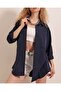 3900 Oversize Long Basic Shirt - Navy Blue