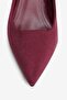 Women's Suede Heeled Shoes Stiletto Pointed Toe Short Heeled Etta Burgundy - 3