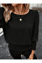 Women's Long Sleeve Round Neck Aerobin Blouse with Gipe Detail at Hem - 5