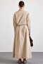 Zipper Closure Skirt Jacket Double Set Beige 9474-Tk - 8