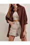 3900 Oversized Long Basic Shirt - Brown - 5