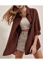 3900 Oversized Long Basic Shirt - Brown - 3