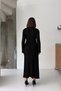 Women's Black Stylish Belt and Cuff Button Detailed Long Knitwear Dress - 4