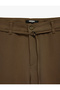 Comfortable Fit Pocketed Belted Barrel Fit Fabric Trousers - 4