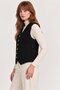 Black Metal Button Detailed Angora Knitwear Vest - 5
