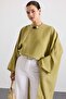 Asymmetrical Cut Casual Cape Tunic Light Green 9835 - 4