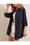 3900 Oversize Long Basic Shirt - Navy Blue - 3