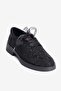 Women's Suede Loafer Oxford Stoned Tulle Lace-Up Pera Black - 5