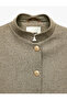 Pleated Back, Stand Collar, Pocketed, Metal Buttoned Blazer Jacket - 4