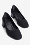 Women's Nubuck Heeled Shoes Oval Toe Thick Heeled Mabel Black