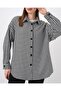 Women's Crowbar Pattern Oversized Shirt 3854 - Black - White