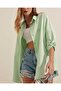 3900 Oversize Long Basic Shirt - E.green - 3