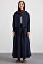 Zipper Closure Skirt Jacket Double Set Dark Blue 9474-Tk - 2