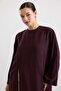 Deep Slit Oversize Long Tunic Mürdüm 9838 - 3
