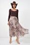 Women's Asymmetrical Cut Chiffon Skirt 8056 - Beige - 4
