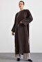 Deep Slit Oversize Long Tunic Brown 9838 - 2