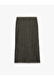 Slim Fit Slit Textured Fabric Midi Pencil Skirt