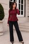 Women's Round Neck Flexible Knitted Fabric Peplum Blazer - 2