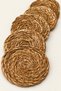 Set of 6 10 cm Natural Wicker Coasters Round Woven Coasters Cup Presentation Coasters - 5