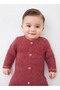 Tile Patterned Cotton Long Sleeve White Snap Detailed Baby Romper