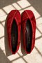 Vanesya Red Women's Genuine Leather Suede Trok Detailed Ballerina Shoes - 3