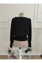 Women's Long Sleeve Round Neck Aerobin Blouse with Gipe Detail at Hem - 7