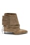 Women's Mink Layered Design Stylish Heeled Boots with Tassels on the Back and Double Belt - 3