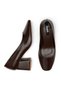 Women's Brown Striped Textured Blunt Toe Casual and Classic Heeled Shoes - 5