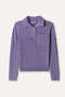 Women's Purple Braided Polo Collar Sweater